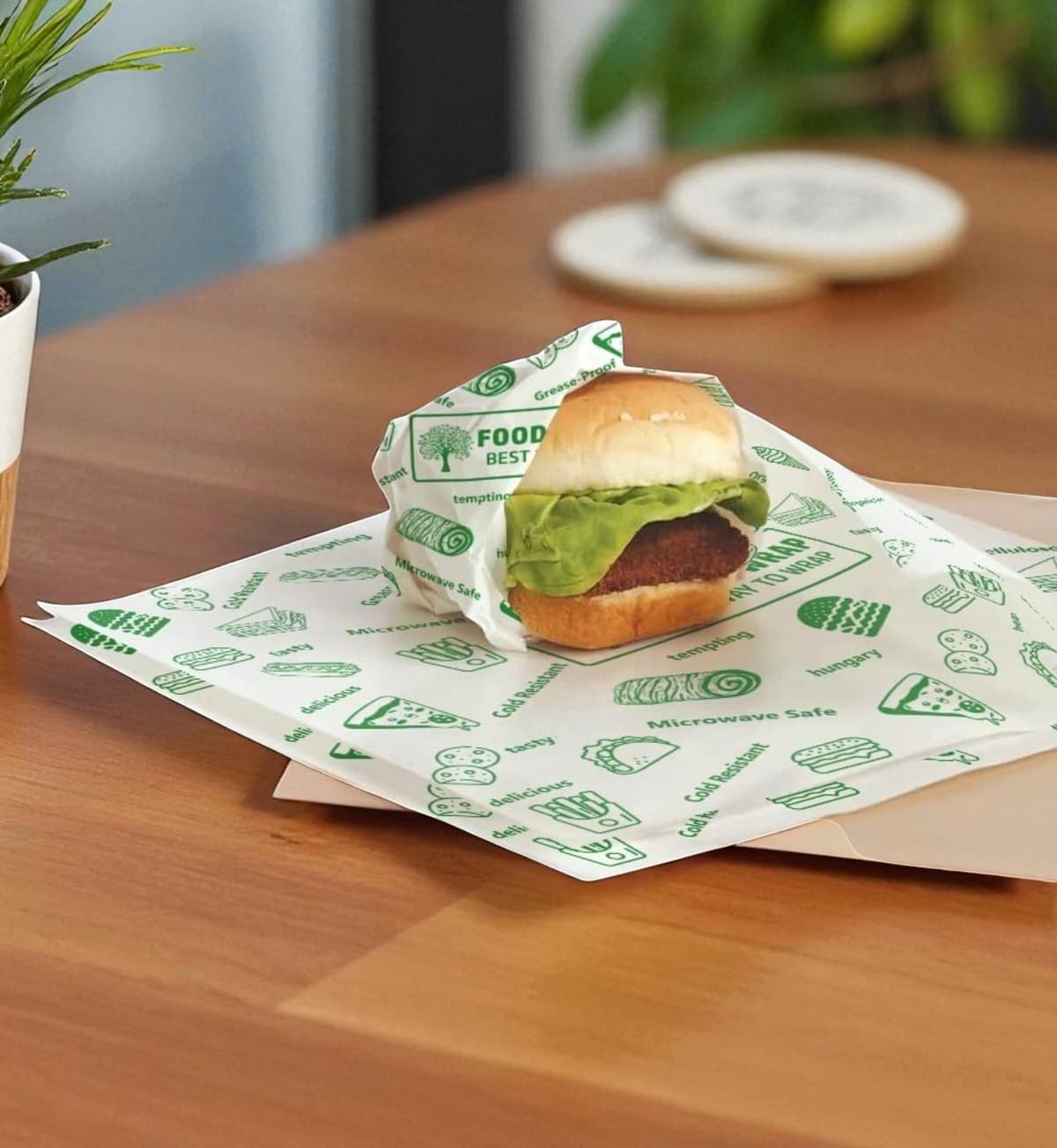 Custom Food Wrapping Paper – Greaseproof Burger & Hot Dog Wrap alternate view